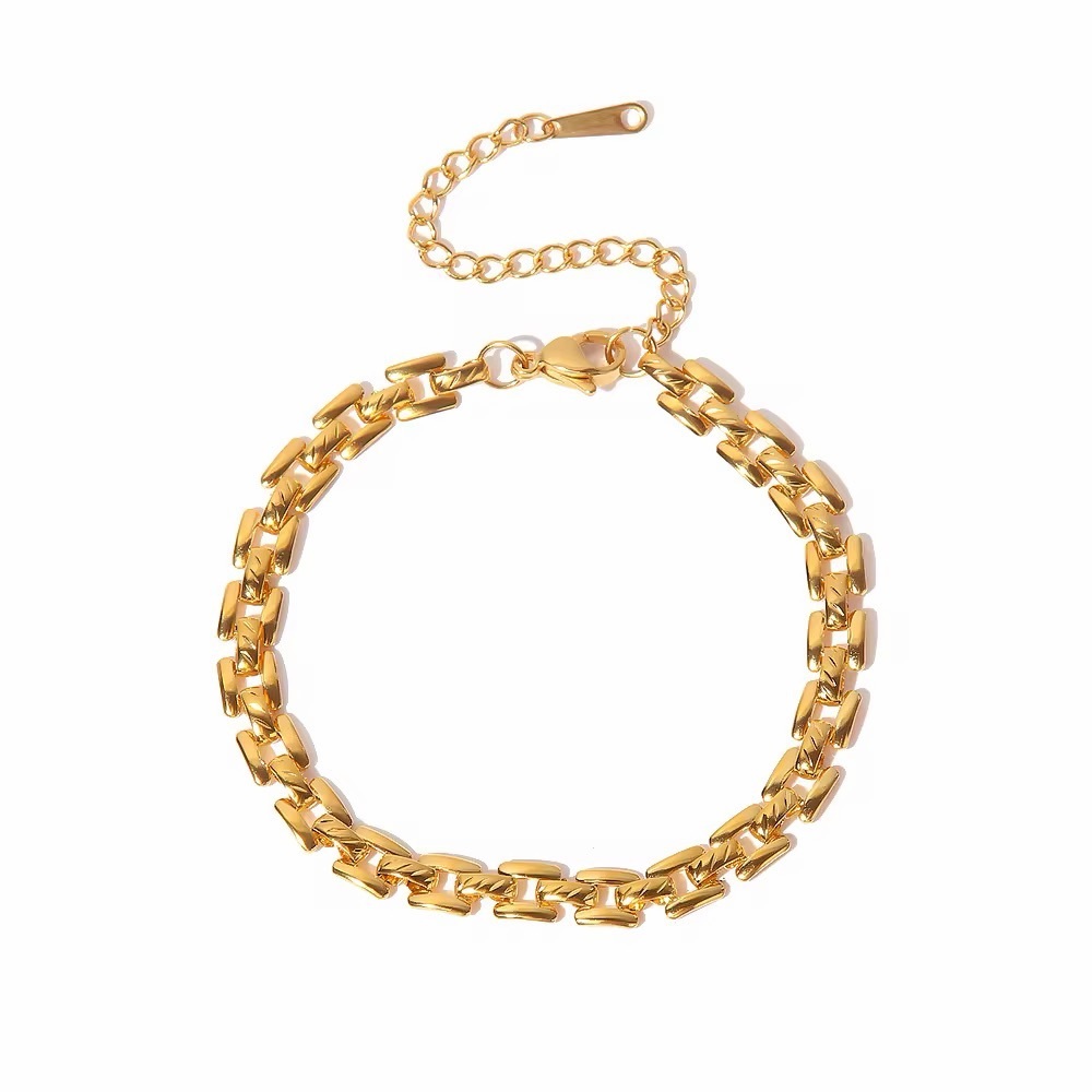 18K Gold Plated Lightweight Geometric Link Bracelet